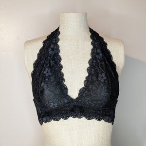 Free People Lace Halter Bralette, XS